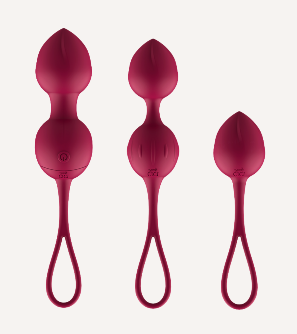 Vibrerande Knipkulor 3 st Cherry + Fjärrkontroll