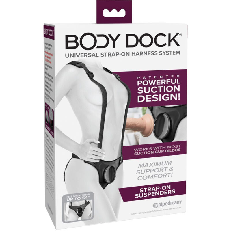 body dock-harness med hängslen och metallringar