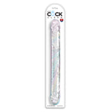 transparent dubbeldildo i mjukt material, 46 cm lång