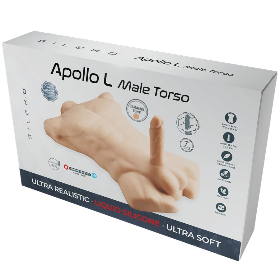 stor realistisk torso apollo l i silexpan-material, 54 cm med fyllig form
