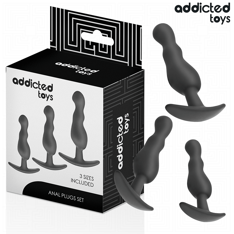 Set med tre buttplugs i silikon variant 1 för varierad analstimulans
