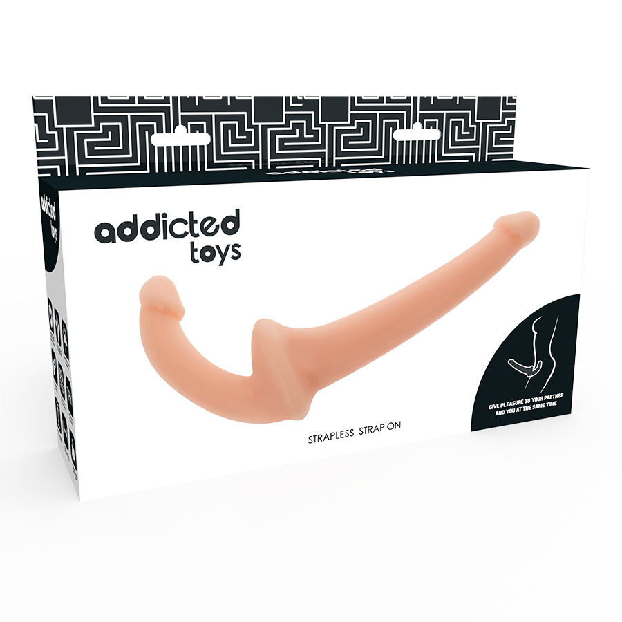 Dubbeländad Strapless Dildo i Silikon - Beige