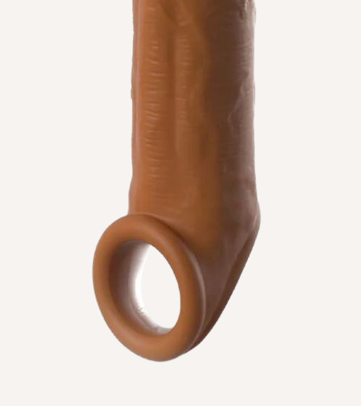 Penissleeve Uncut 17,8 cm med Rem i Silikon Brun