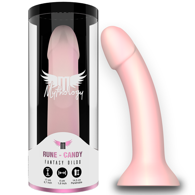 dildo i rosa silikon med slät och glansig yta, 17 cm lång