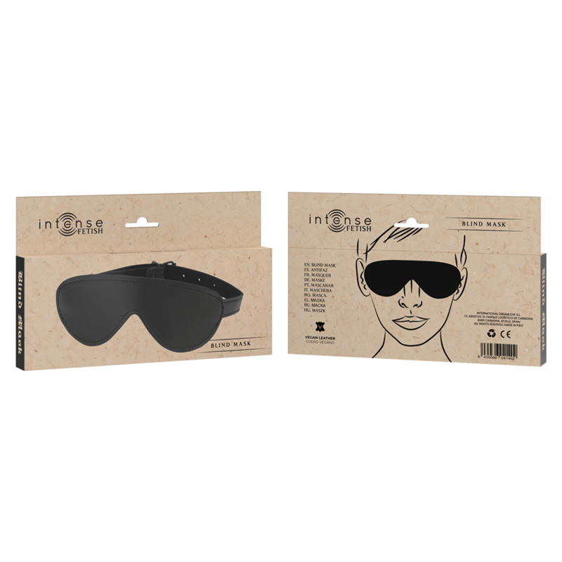 ögonbindel i veganskt läder med justerbart band