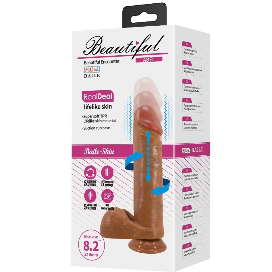 dildo med thrusting-funktion och vibration, 21 cm