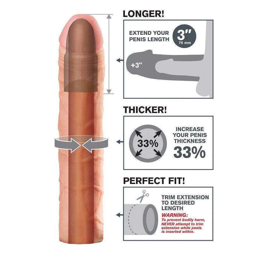 Penissleeve 'Perfect 3' i Fanta Flesh +7,5 cm Beige