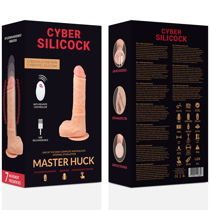 fjärrstyrd thrusting-dildo med realistisk form, 20,9 cm lång